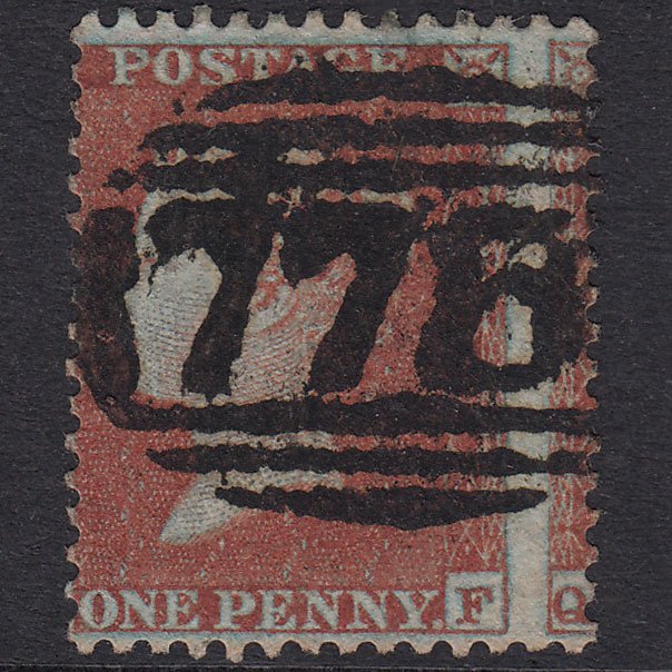 GB QV 1855 1d Red-Brown Plate 203 SG22-C2(1) QF FU Huge Misperf