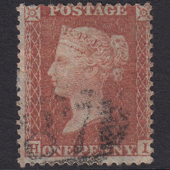GB QV 1856 1d Red-Brown Plate 25 SG29-C8(1) HI FU Light Irish Cancel
