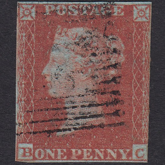 GB QV 1841 1d Red-Brown Plate 142 SG8-B2(1) BC FU 3 Margins Scotland