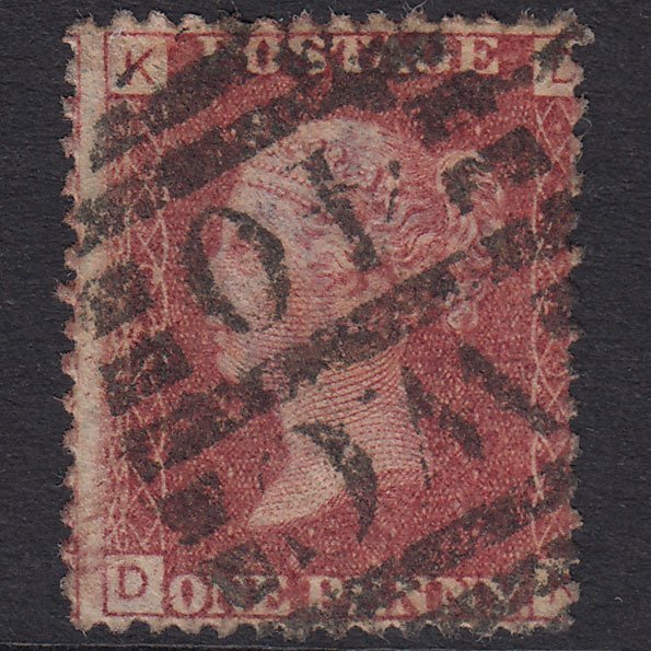 GB QV 1864 1d Lake-Red Plate 129 SG44-G1(2) DK GU London D&S Wc40 40D10.4