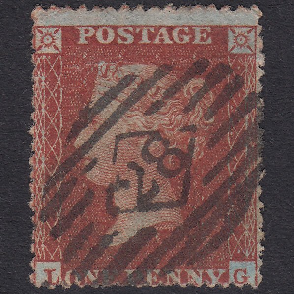GB QV 1855 1d Plate 3 SG21-C4(1) LG GU London IS 28 Fluffy Perfs