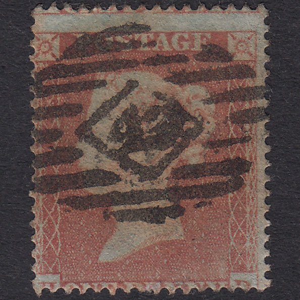 GB QV 1854 1d Red-Brown SG17-C1(1) HD GU London IS Cancel