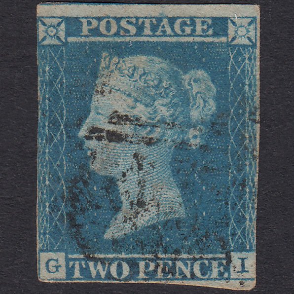GB QV 1841 2d Blue Plate 3 SG14-E1(2) GI GU