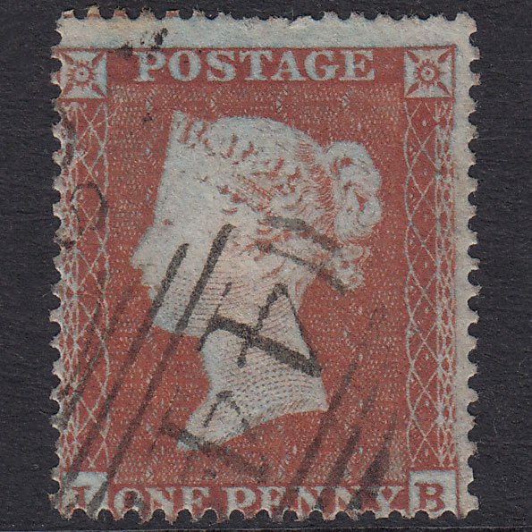 GB QV 1854 1d Red-Brown Plate 184 SG17-C1(1) JB GU Leeds 447