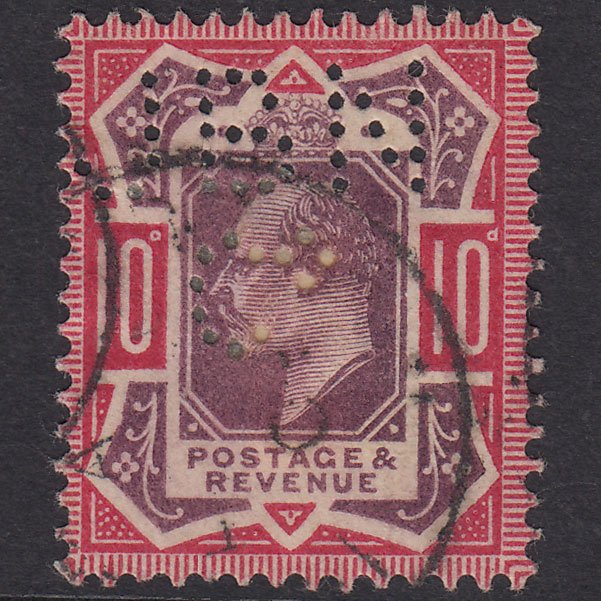 GB KE7 1902 10d Dull Purple & Carmine SG254-M42(1) FU J B N Co Perfin CDS
