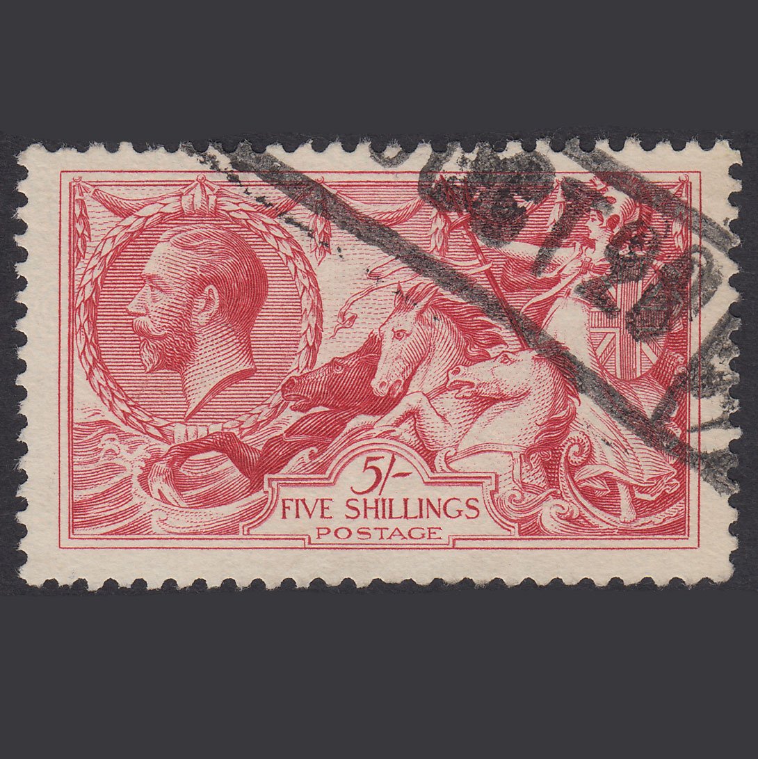 GB KG5 1918 5/- Rose-Red Seahorses SG416-N68(3) VFU Light Cancel