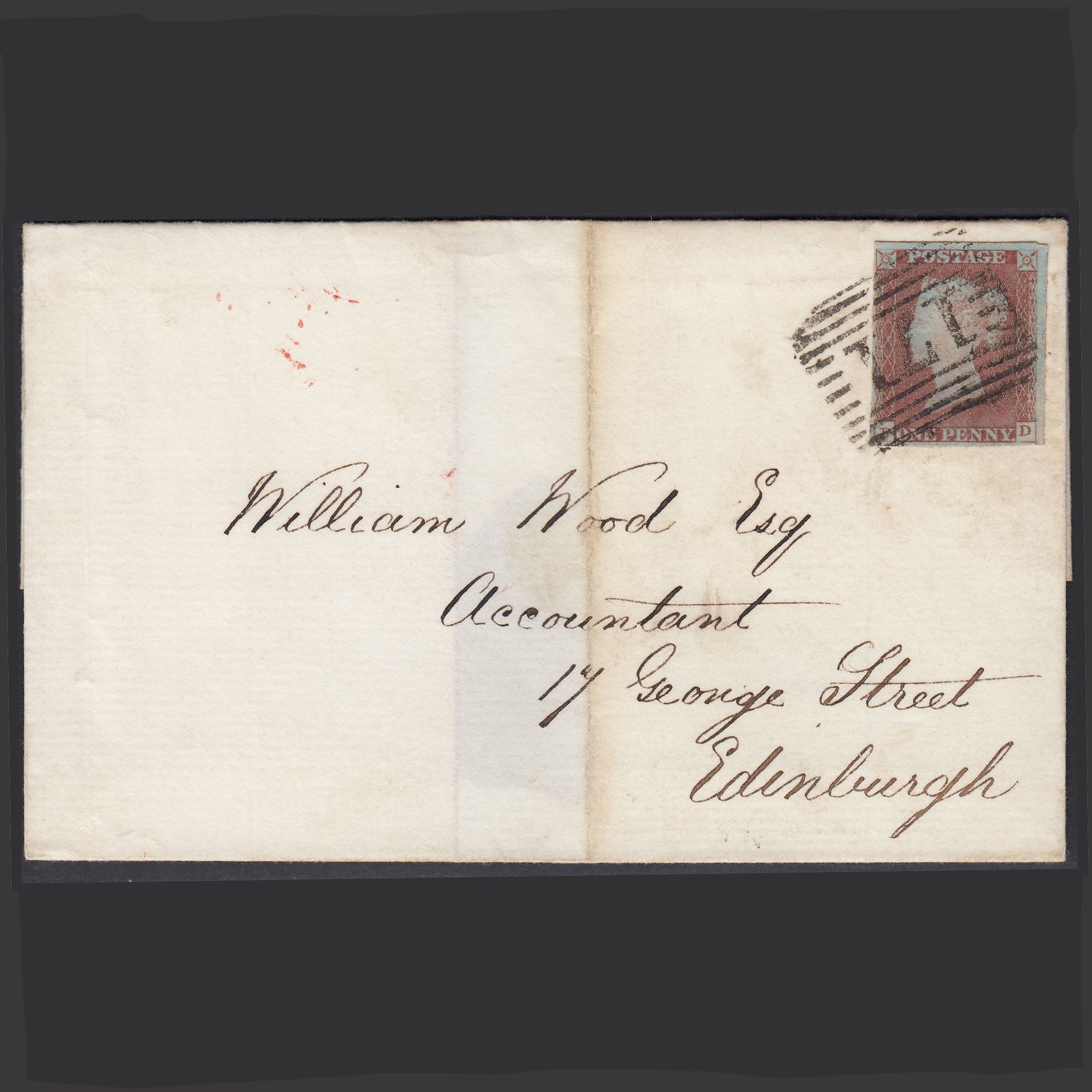 GB QV 1848 1d (Plate 70) SG8-B1(1) PD FU 4M Haddington - Edinburgh Wrapper