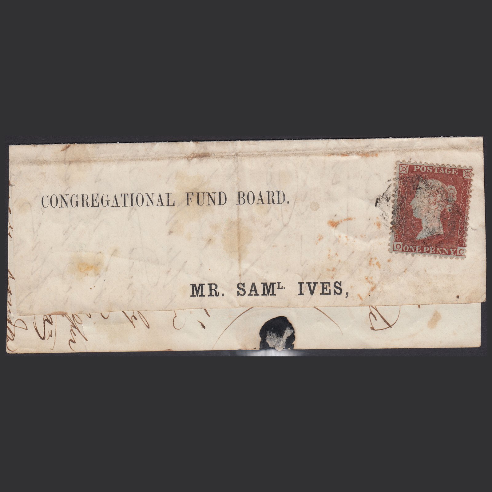GB QV 1855 1d Red-brown (Plate 201) SG22-C2(1) OC FU on Piece