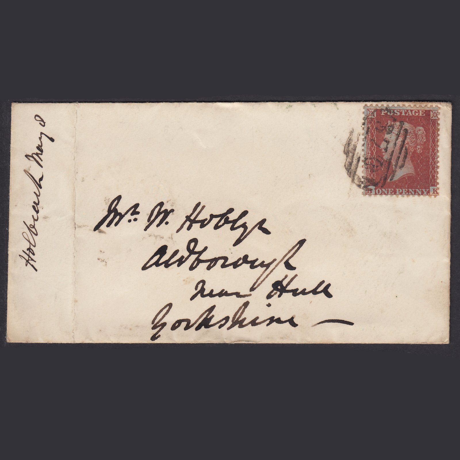 GB QV 1855 1d (Plate 1) SG24-C3(1) BK GU Holbeach to Aldborough Cover