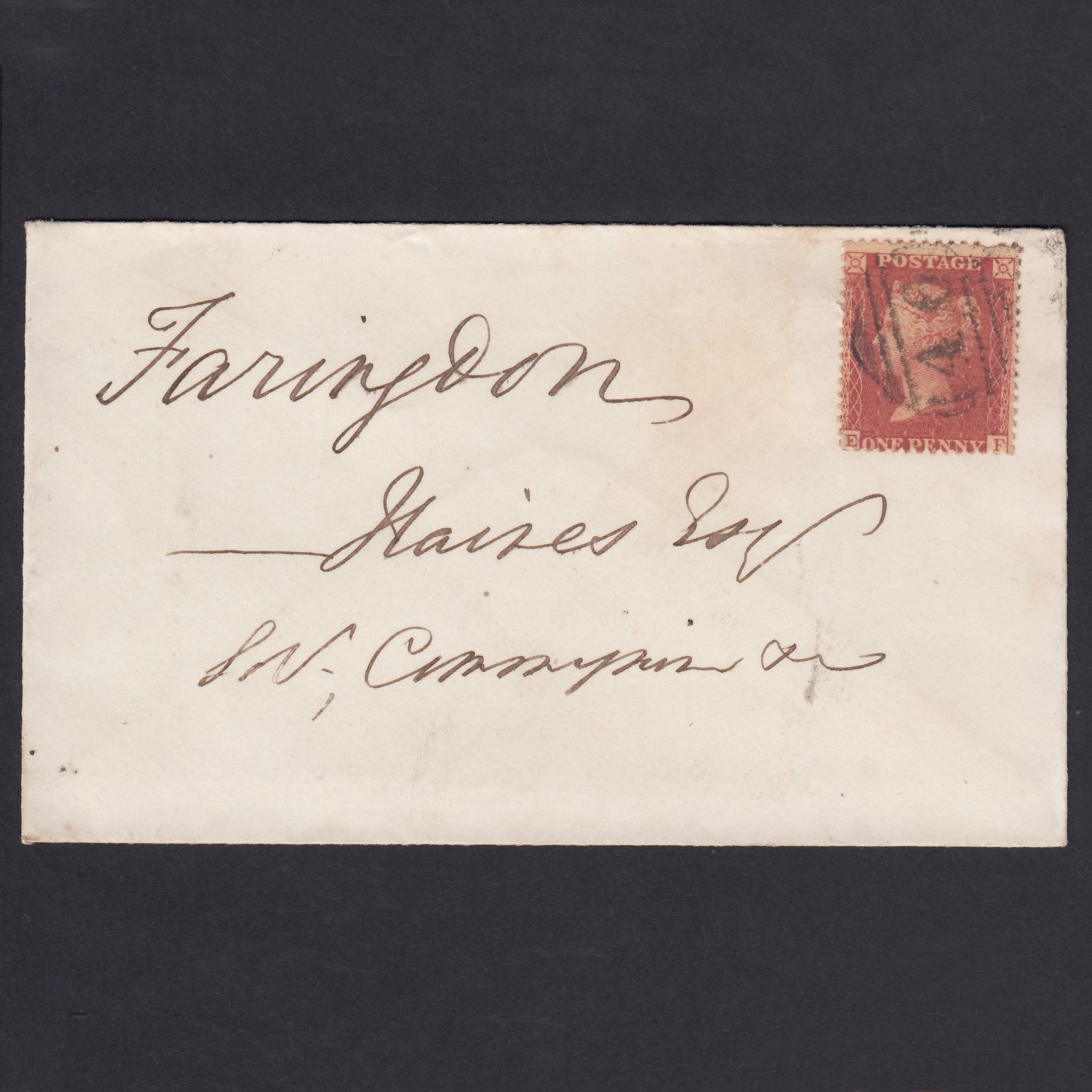 GB QV 1861 1d (Plate 65) SG40-C10(1) EF GU Banbury to Faringdon Cover
