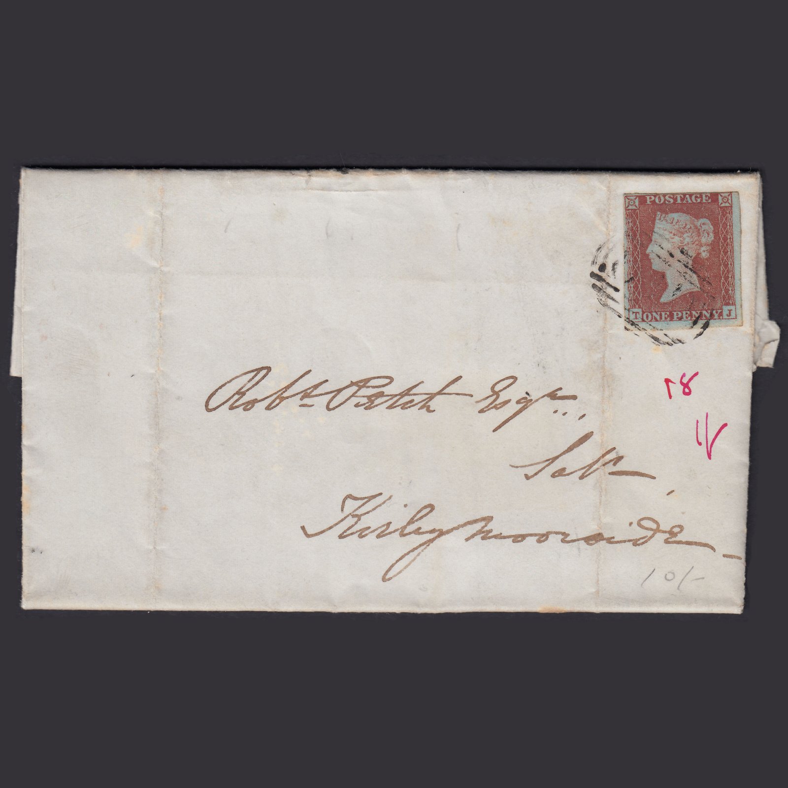 GB QV 1841 1d (Plate 173) SG8-B2(1) TJ FU 4M York to Kirbymoorside Entire