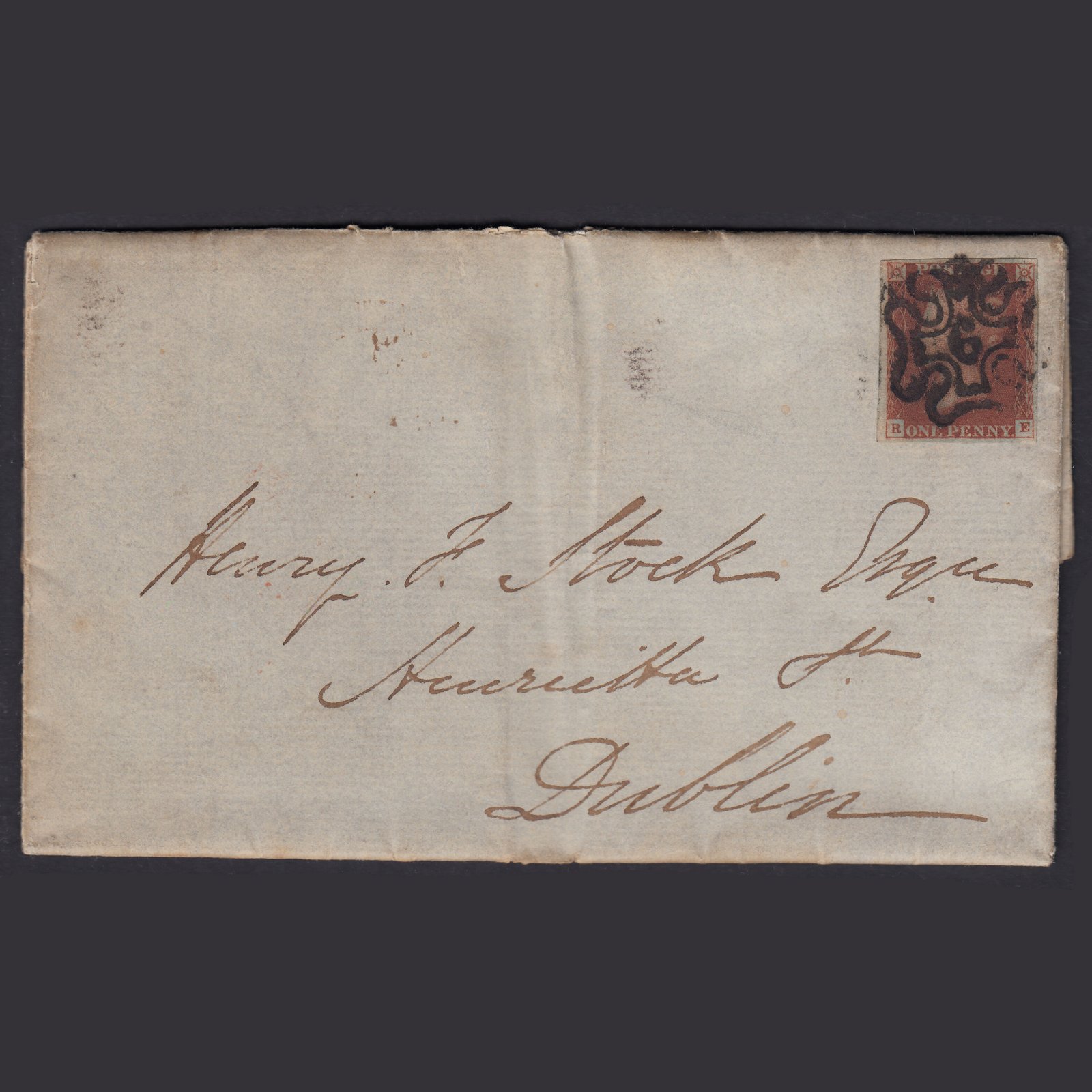 GB QV 1844 1d (Plate 39) SG8-B1(1) RE GU 4M No.6 in MX London Dublin Entire