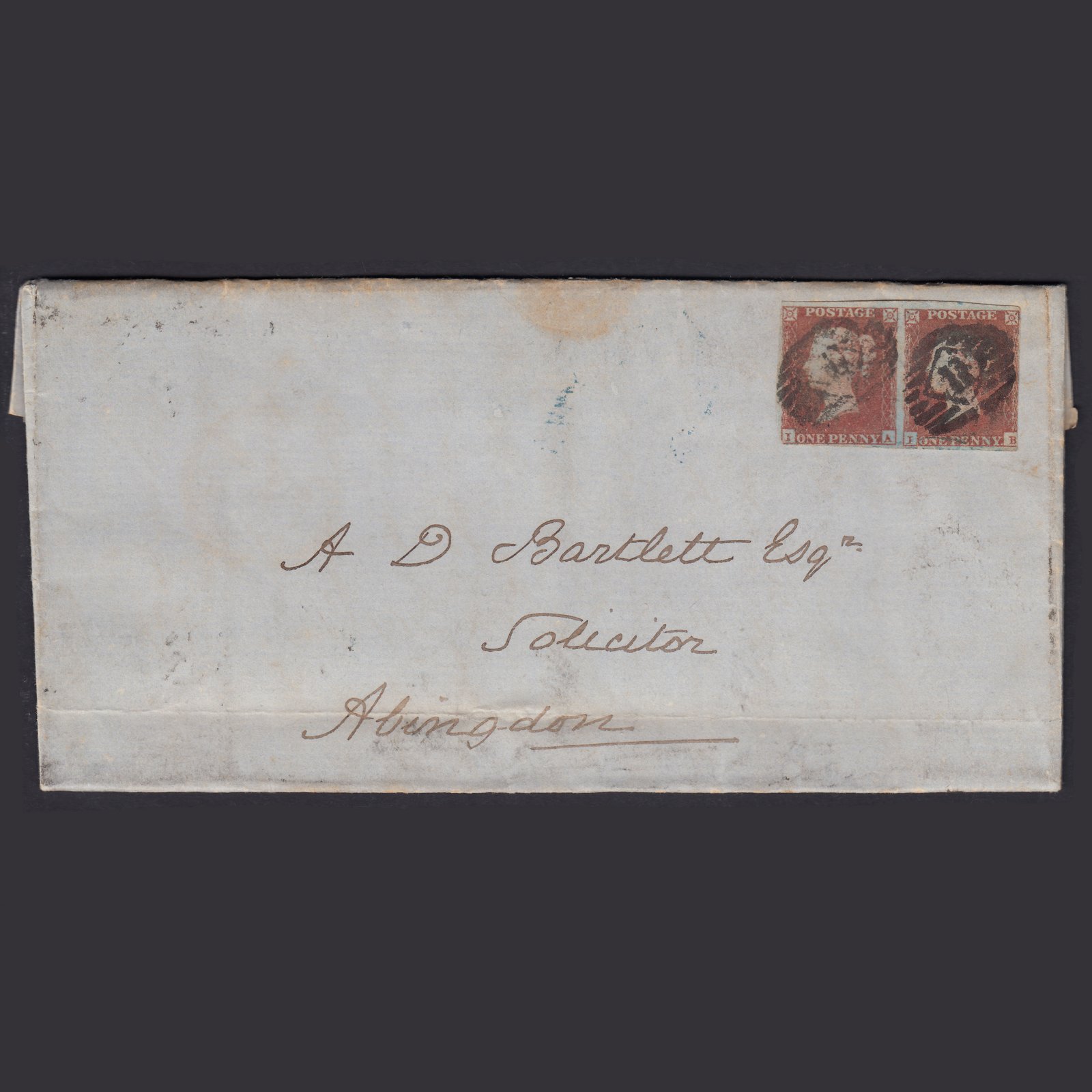 GB QV 1851 1d (Plate 103) SG8-B1(1) IA-IB GU Pair Entire London to Abingdon