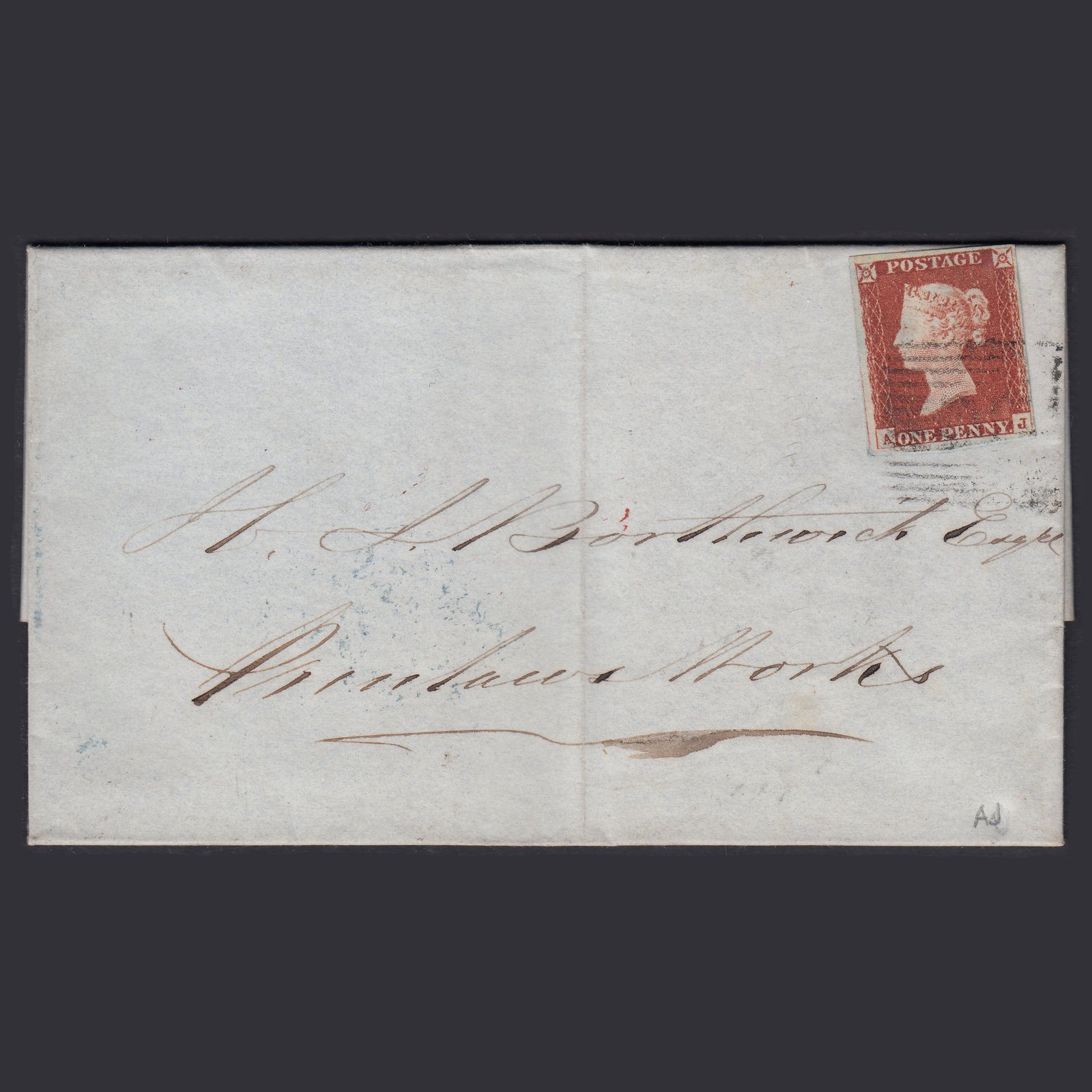 GB QV 1847 1d Red-Brown Pl 66 SG8-B1(1) AJ VFU Kirkcaldy Leslie Entire