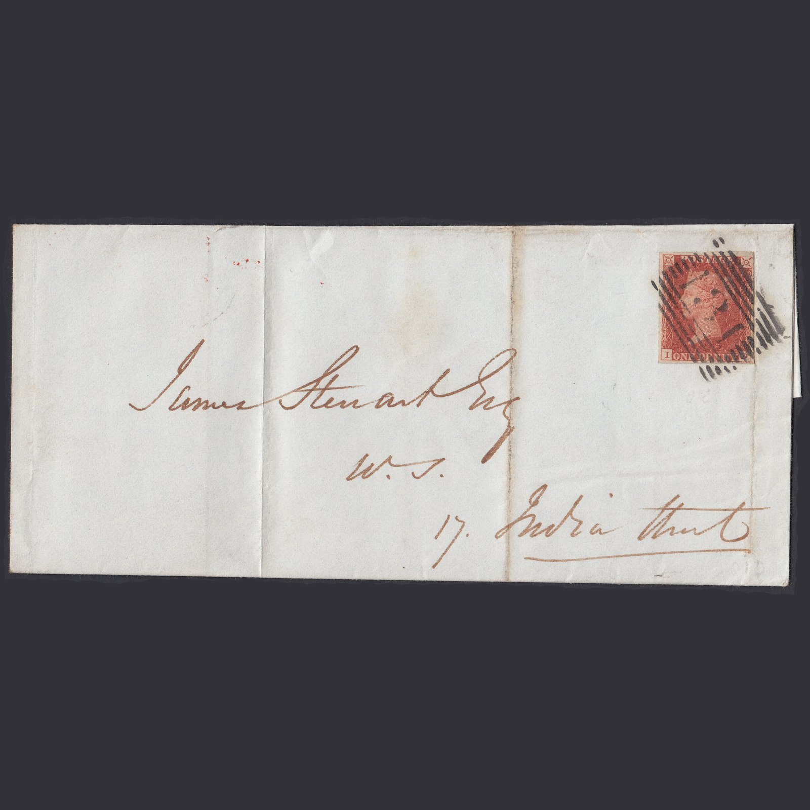 GB QV 1845 1d Pl 46 SG8-B1(1) ID FU 4M Edinburgh James Stewart Wrapper