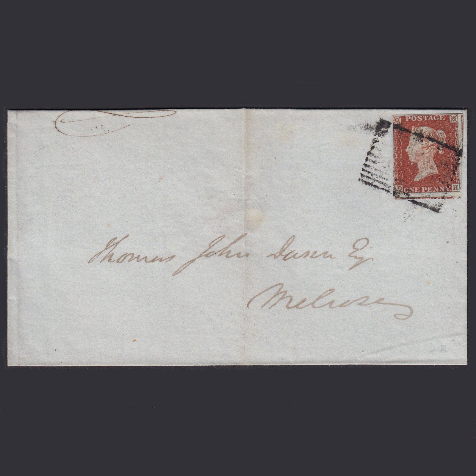 GB QV 1845 1d Red-Brown Plate 49 SG8-B1(1) DH FU Nr 4M Scotland Wrapper