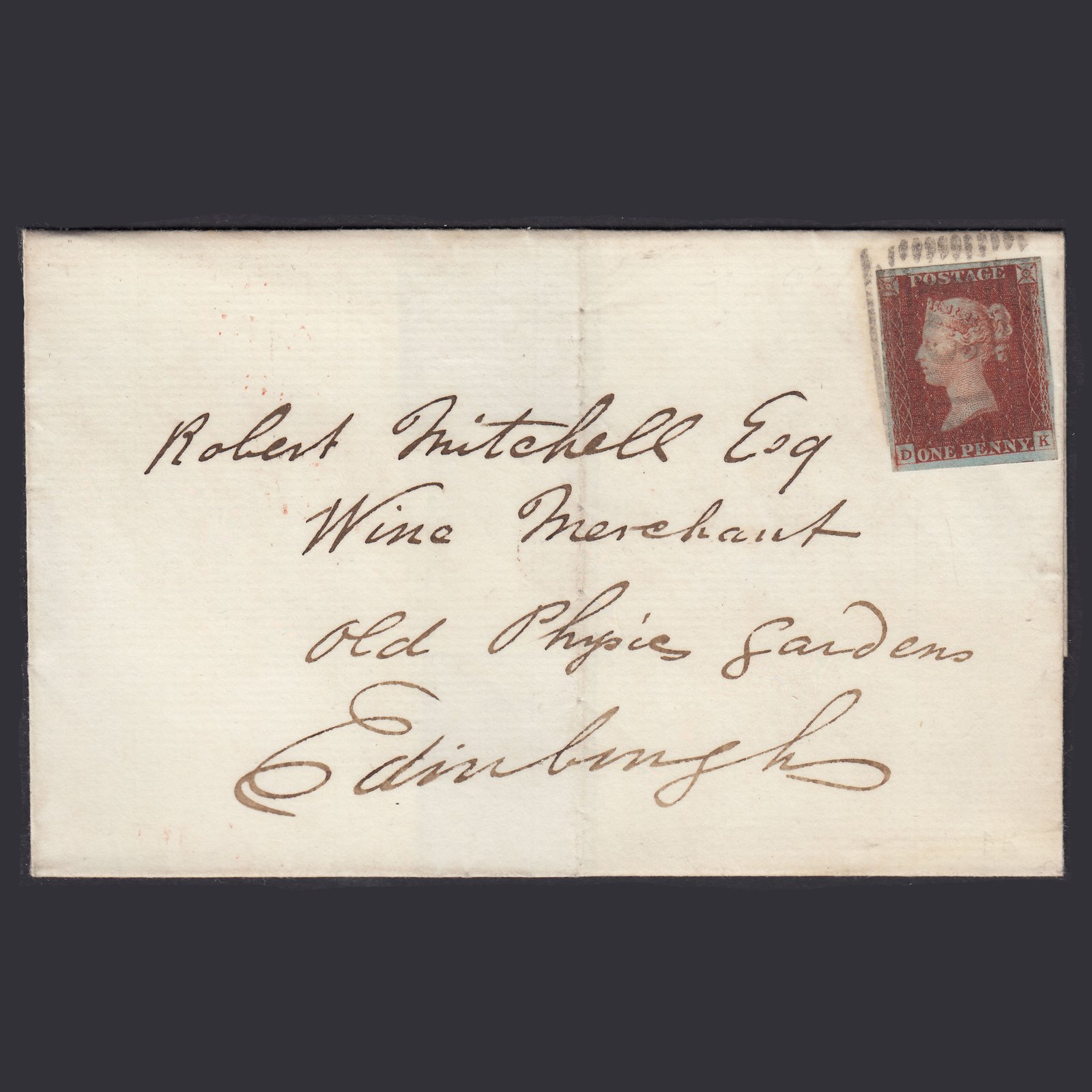 GB QV 1846 1d Plate 66 SG8-B1(1) DK FU 4 Margins on Edinburgh Wrapper