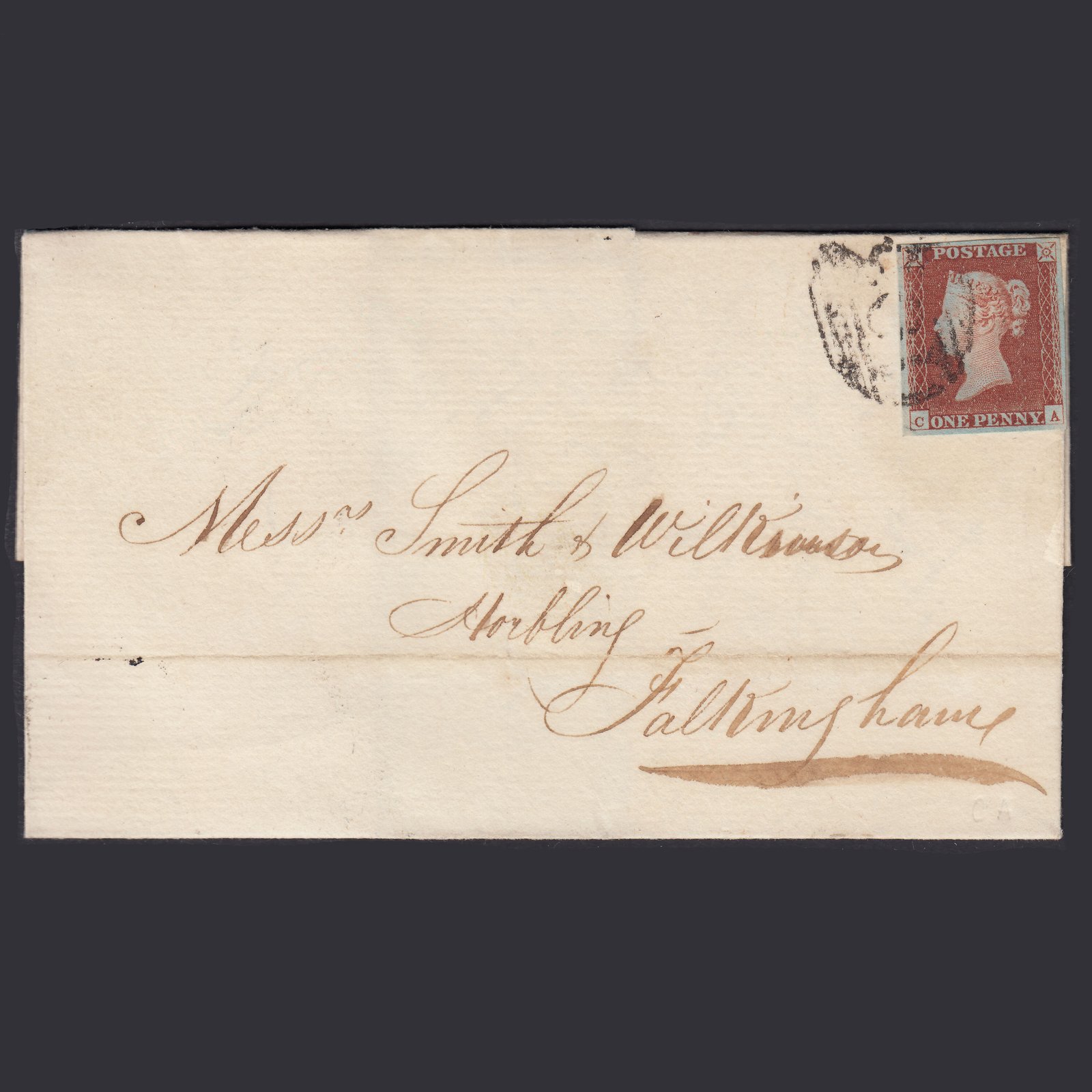 GB QV 1847 1d Pl 85 SG8-B1(1) CA FU 4M Bourne Horbling Entire