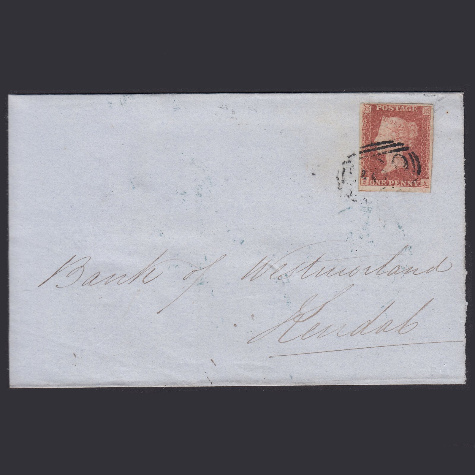 GB QV 1849 1d Pl 88 SG8-B1(1) FA FU 4M Settle to Kendal Wrapper