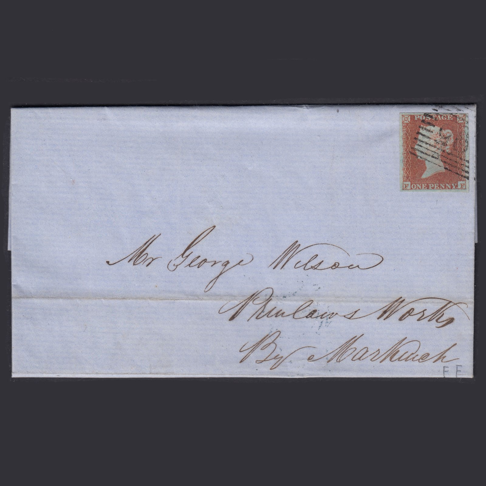 GB QV 1852 1d Pl 106 SG8-B1(1) FF VFU 4M Kettle 195 to Markinch Entire
