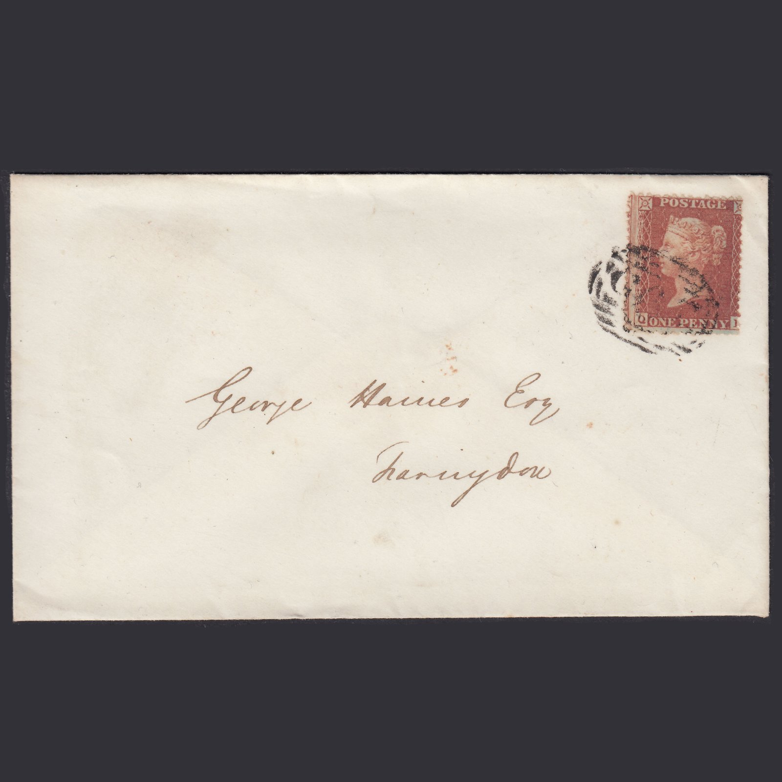 GB QV 1856 1d Plate 25 SG29-C8(1) QL FU Highworth to Farringdon Cover