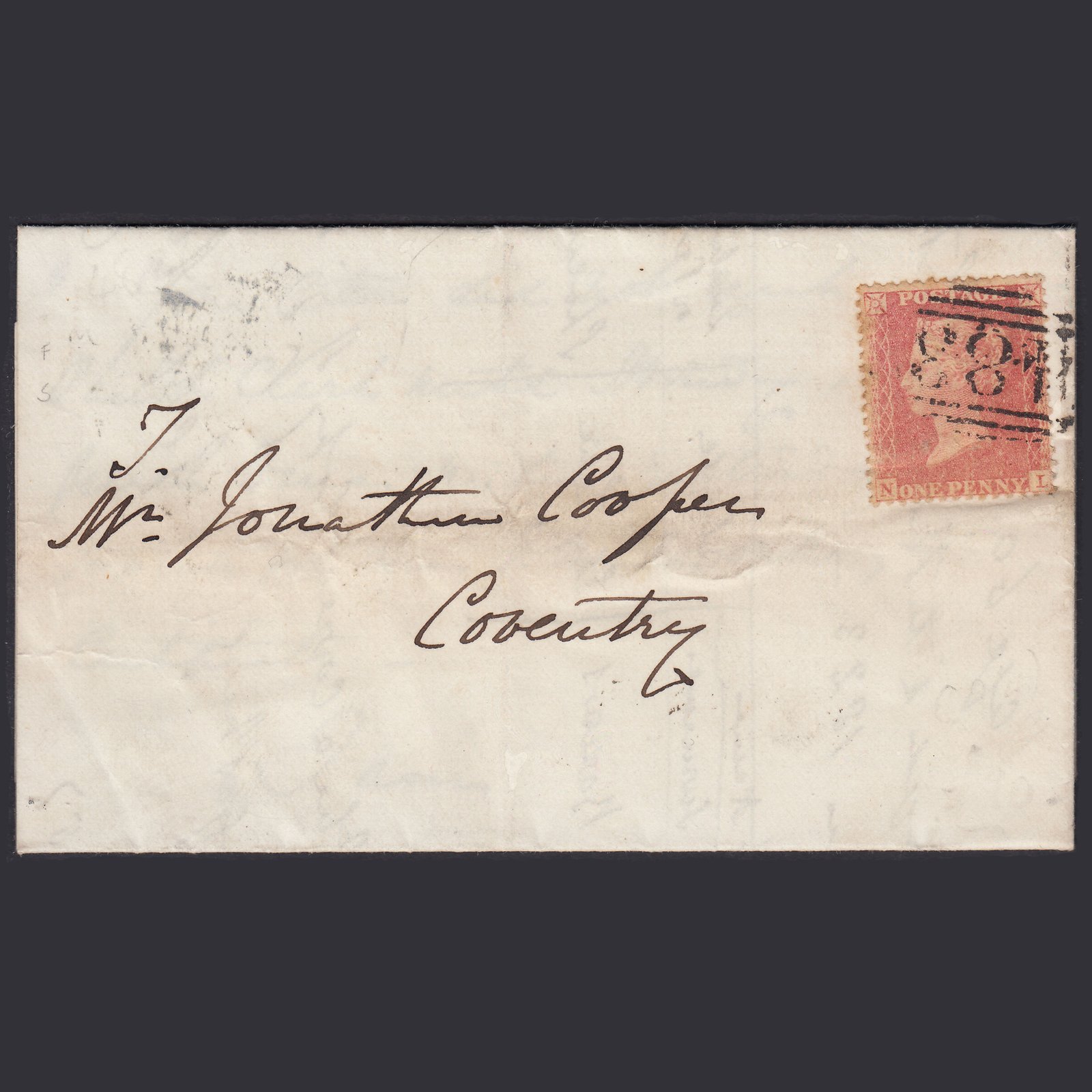 GB QV 1857 1d Pl 31 SGC9A(1) NL GU Lutterworth Coventry Entire