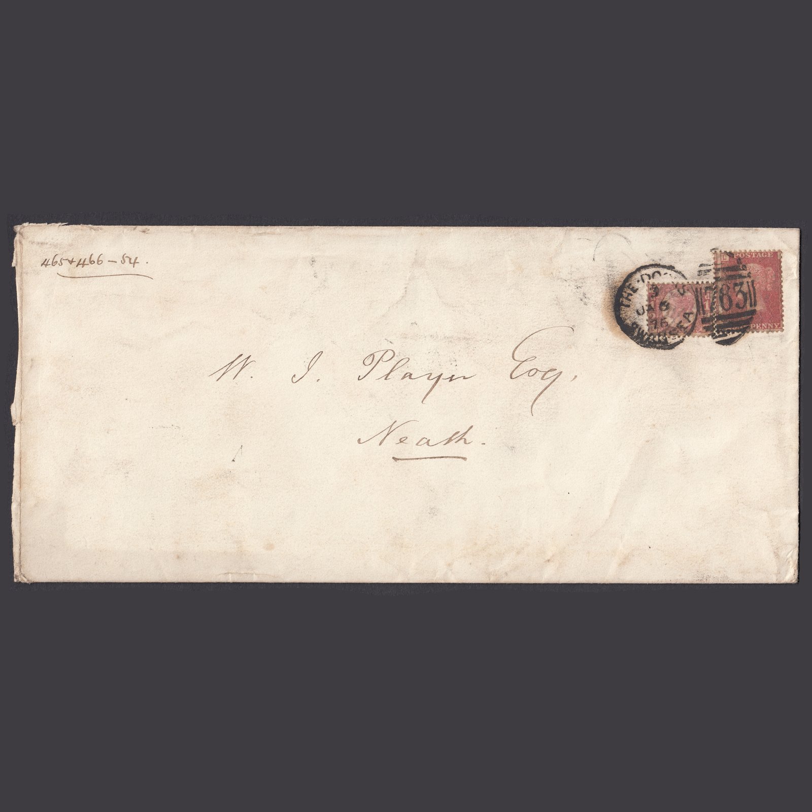 GB QV 1876 1d Plate 174 SG44 & 1/2d Plate 10 SG48 GU Swansea 763 Cover