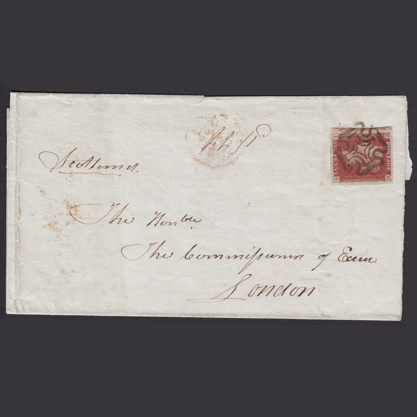 GB QV 1844 1d Red-Brown Plate 41 SG8-B1(1)-BS30 LL GU 4M MX on Wrapper