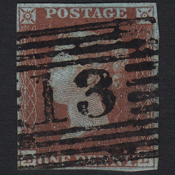 GB QV 1841 1d Very Blued (Plate 44) SG8a-B1(2) BL VFU Arbroath 13 4M Imperf