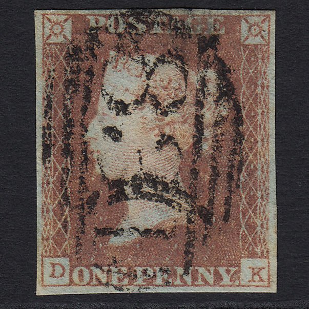 GB QV 1841 1d Red-brown (Plate 97) (SG8) 'DK' GU Wakefield (831) 4 Margins