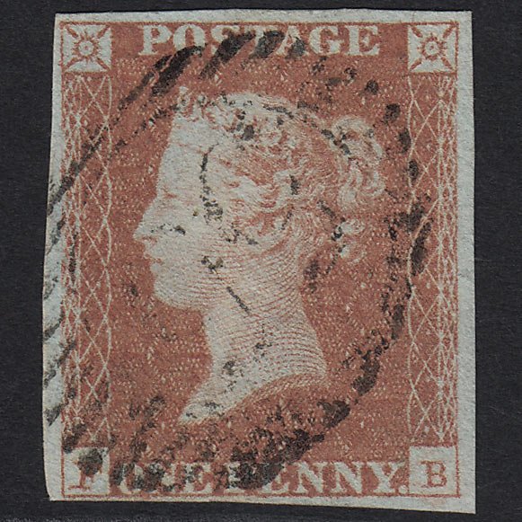 GB QV 1841 1d Red-brown (Plate 99) SG8-B1(1) FB GU 4 Margins Pinhole