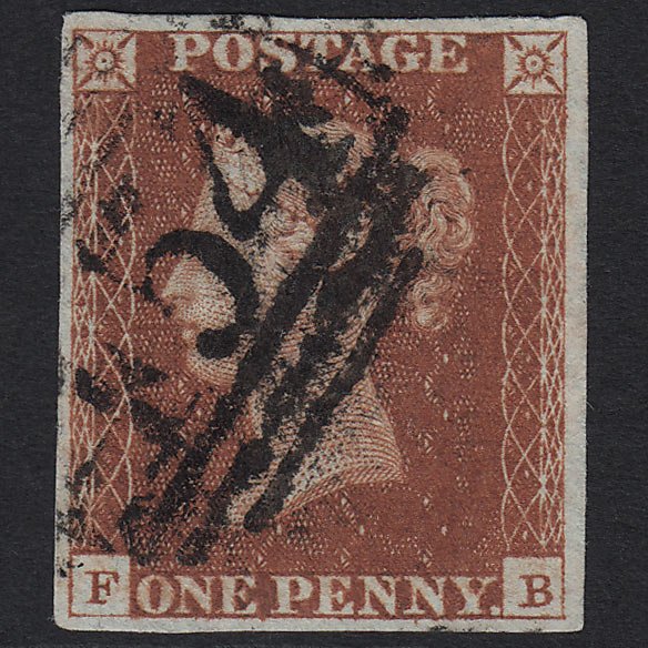 GB QV 1841 1d Deep Red-brown (Plate 47) SG10-B1(4) FB FU Leominster 454 4M