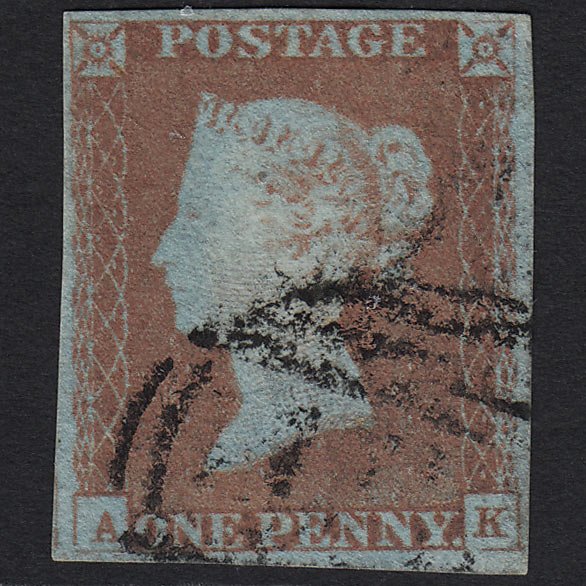 GB QV 1841 1d Very Blued (Plate 72) SG8a-B1(2) AK FU 4M Imperf