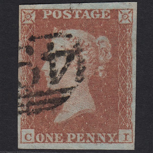 GB QV 1841 1d Red-brown (Plate 95) SG8-B1(1) CI FU 4 Margins