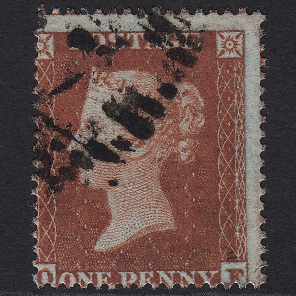 GB QV 1854 1d Red-brown (Plate 195) SG17-C1(1) OF GU in Scotland Large Misperf