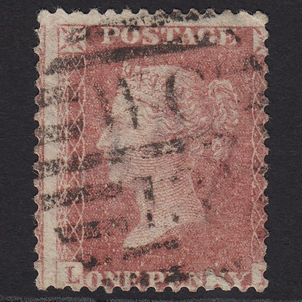GB QV 1857 1d Pale Rose SG39-C10(3) GU London D&S WC13 Large Misperf