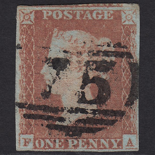 GB QV 1841 1d Red-brown (Plate 75) SG8-B1(1) FA FU 4 Margins Birmingham 75