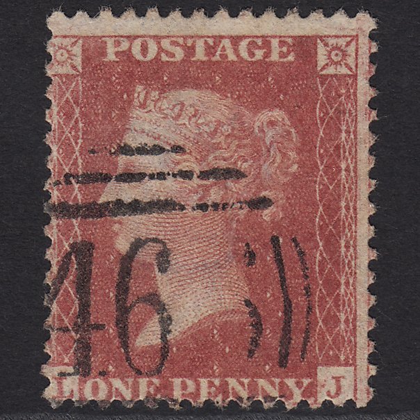 GB QV 1857 1d Rose-red (Plate 52) SG40-C10(1) LJ FU Liverpool 466 Misperf