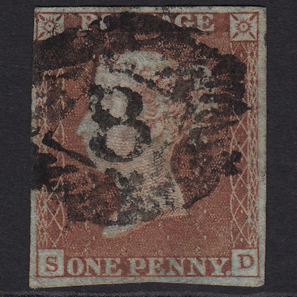 GB QV 1841 1d Red-brown (Plate 97) SG8-B1(1) SD GU 4 Margins London IS 8