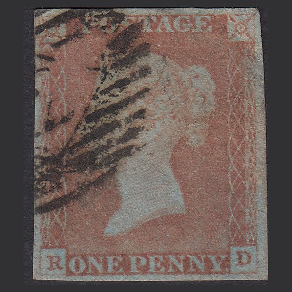 GB QV 1841 1d Very Blued (Plate 71) SG8a-B1(2) RD GU 4M London D&S Cancel