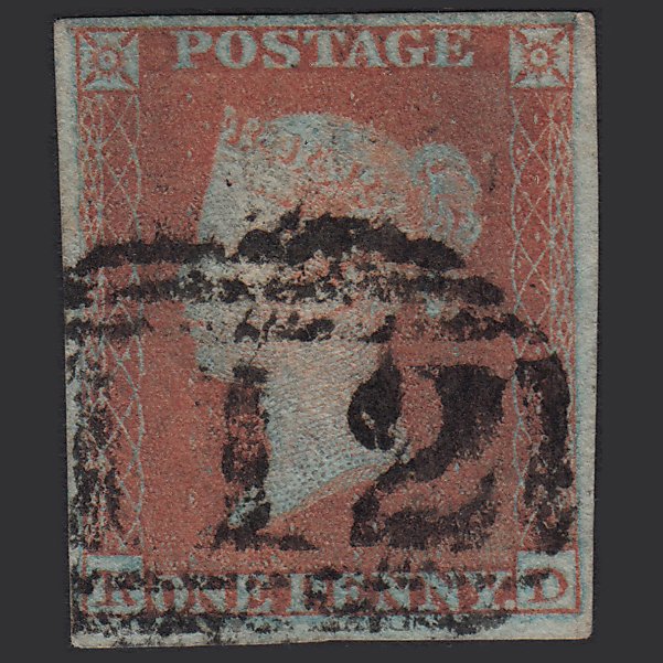 GB QV 1841 1d Very Blued (Plate 151) SG8a-B1(2) RD FU Braintree 112