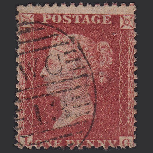 GB QV 1857 1d Rose-red (Plate 57) SG40-C10(1) LG FU London D&S WC13 Misperf