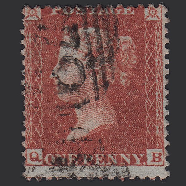 GB QV 1855 1d Red-brown (Plate 6) SG24-C3(1) QB GU Misperf
