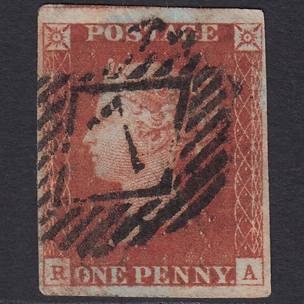 GB QV 1841 1d Red-brown (Plate 53) SG8-B1(1) RA GU 4 Margins London IS 7