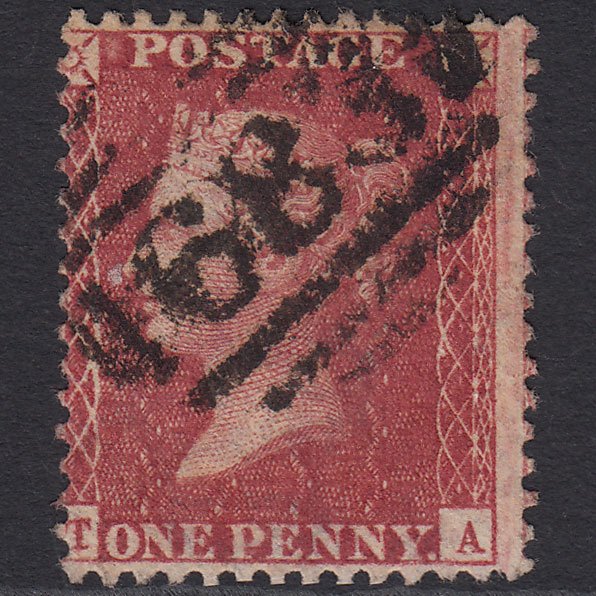 GB QV 1857 1d Deep Rose-red (Plate 52) SG41-C10(4) TA FU Salisbury 683