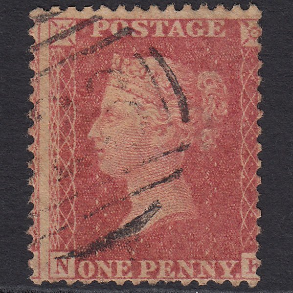 GB QV 1857 1d Rose-red (Plate 63) SG40-C10(1) NK GU Light Cancel Misperf