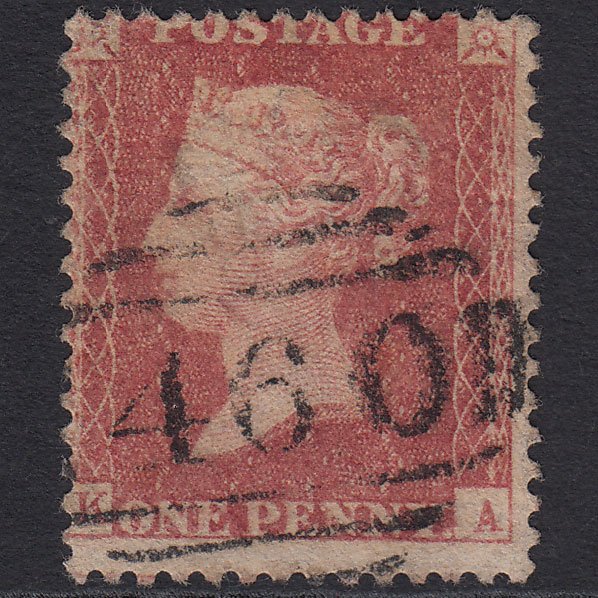 GB QV 1857 1d Rose-red (Plate 55) SG40-C10(1) KA FU Wragby 460 Misperf