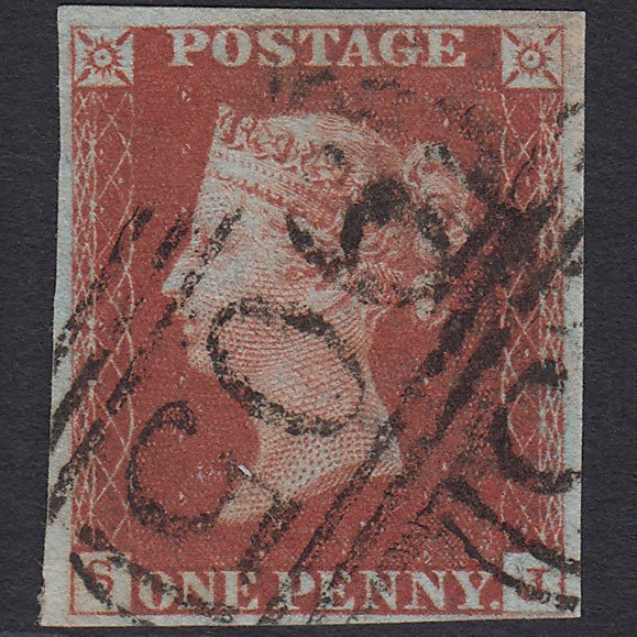 GB QV 1841 1d Red-brown (Plate 58) SG8-B1(1) SJ FU 4M Wolverhampton 905