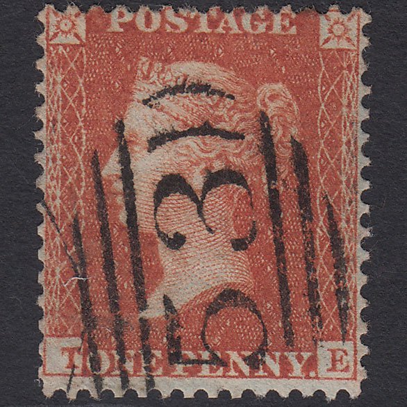GB QV 1857 1d Orange-red (Plate 44) SGC8(7) TE FU Bath 53 Distinctive Variety
