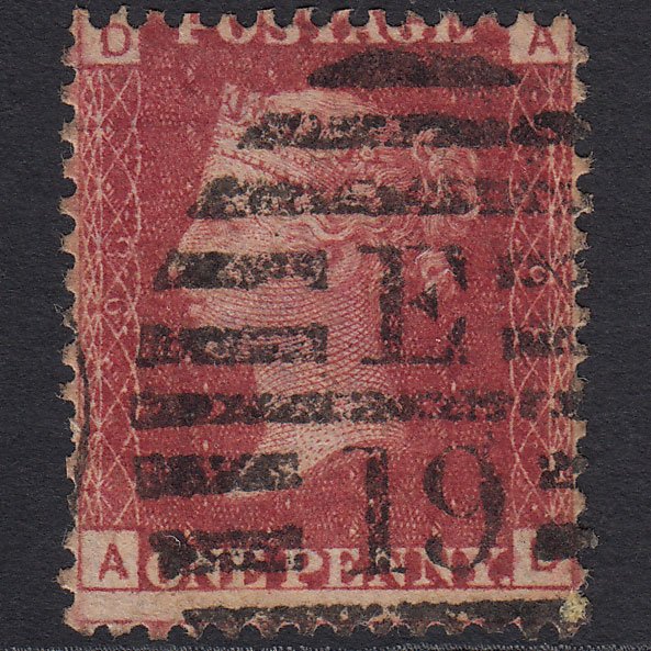 GB QV 1864 1d Lake-red (Plate 98) SG44-G1(2) ED FU London D&S E19 Misperf